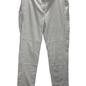 Chico's Gray and White Brooke Slim Leg  Pinstripe Moto Pants Size 2